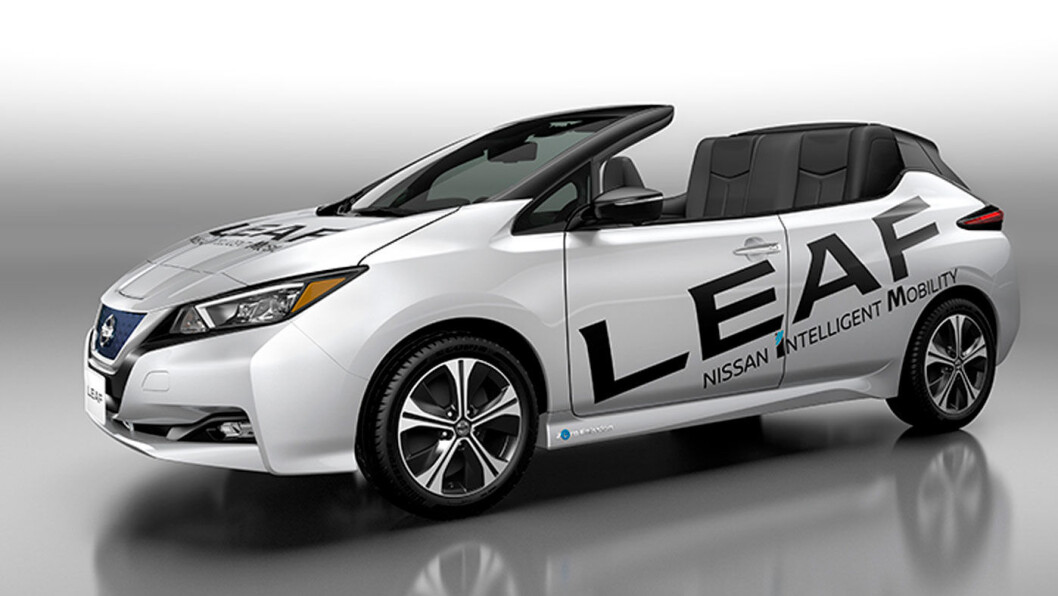 BARE EN FLEIP? Nissan Leaf Open Car ble vist fram på en utstilling i Tokyo før helgen. Forhåpentligvis får vi aldri se den igjen. BARE EN FLEIP? Nissan Leaf Open Car ble vist fram på en utstilling i Tokyo før helgen. Forhåpentligvis får vi aldri se den igjen.