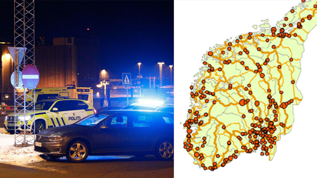 LAVESTE ANTALL DREPTE: 2017 hadde det laveste antall trafikkdrepte noensinne. Kartet til høyre viser stedene for dødsulykkene. Foto: Audun Braastad/NTB scanpix (foto) og SSB (grafikk) LAVESTE ANTALL DREPTE: 2017 hadde det laveste antall trafikkdrepte noensinne. Kartet til høyre viser stedene for dødsulykkene. Foto: Audun Braastad/NTB scanpix (foto) og SSB (grafikk)