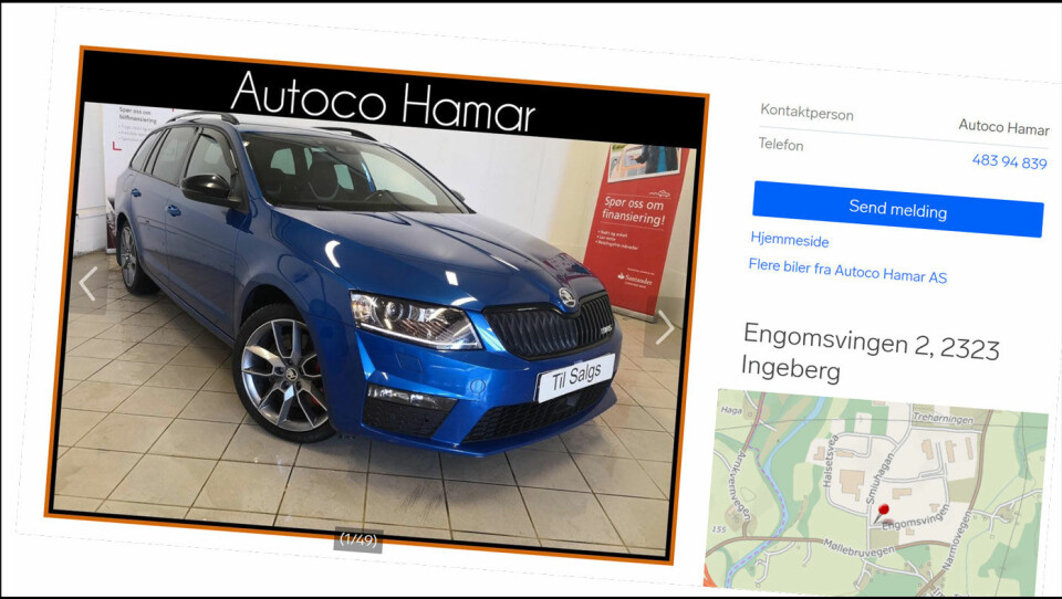 ANNONSER: Finn.no er en viktig annonsekanal for mange bilselgere, også Autoco Hamar. Faksimile av annonse