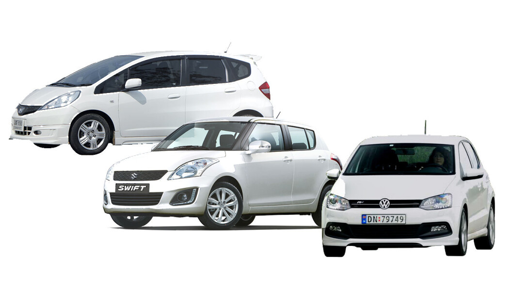 HER KAN DU GJØRE ET KUPP: Honda Jazz (t.v.), Suzuki Swift og VW Polo er gode bruktbiler i småbilklassen. HER KAN DU GJØRE ET KUPP: Honda Jazz (t.v.), Suzuki Swift og VW Polo er gode bruktbiler i småbilklassen.