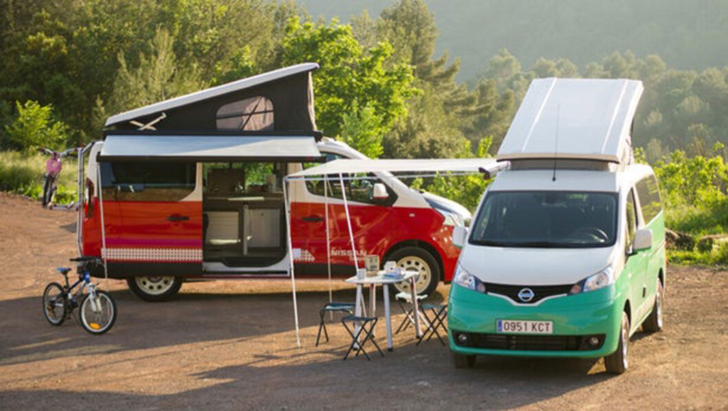 FRISK LUFT: Med Nissans elcamper kommer du utslippsfritt ut i frisk luft. Nissan i Spania har laget denne versjonen av modellen e-NV200. FRISK LUFT: Med Nissans elcamper kommer du utslippsfritt ut i frisk luft. Nissan i Spania har laget denne versjonen av modellen e-NV200.