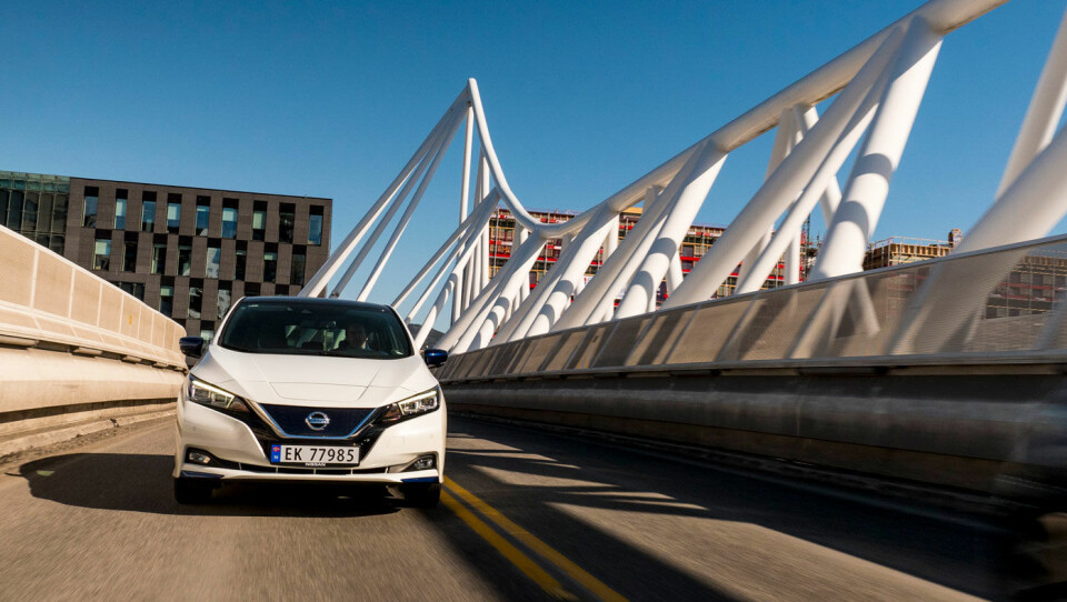 SUKSESS: Nissan Leaf kom i oppgradert utgave på tampen av 2017, og ble Norges desidert mest solgte bil i 2018. Og stadig mer av salget skjer utenfor storbyene. Foto: Jon Terje Hellgren Hansen