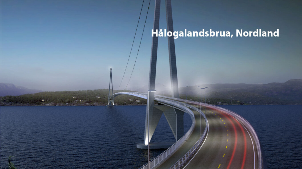 LANDEMERKE: Slik ser Hålogalandsbrua ut nå når den er helt ferdig. Illustrasjon: Dissing-Weitling LANDEMERKE: Slik ser Hålogalandsbrua ut nå når den er helt ferdig. Illustrasjon: Dissing-Weitling