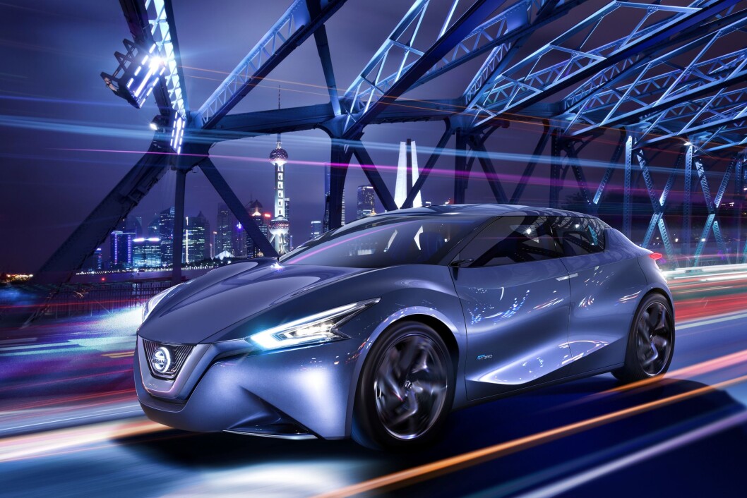 BARSK: Nye Nissan Leaf får et betydelig barskere utseende, noe denne konseptbilen antyder. Leaf er verdens mest solgte elbil så langt. Foto: Nissan BARSK: Nye Nissan Leaf får et betydelig barskere utseende, noe denne konseptbilen antyder. Leaf er verdens mest solgte elbil så langt. Foto: Nissan