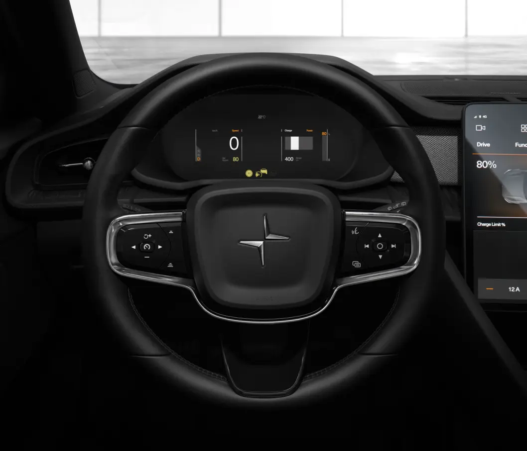 NÆRMER SEG: Polestar 2 er endelig en synlig størrelse, her er et bilde av førermiljøet. Neste elektriske bil ut – Polestar 3 – blir en SUV, trolig i Tesla Y-størrelse. NÆRMER SEG: Polestar 2 er endelig en synlig størrelse, her er et bilde av førermiljøet. Neste elektriske bil ut – Polestar 3 – blir en SUV, trolig i Tesla Y-størrelse.