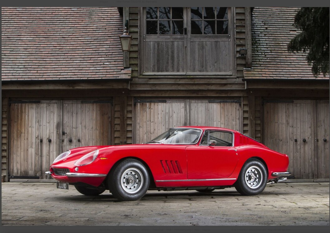 DYRE BRUKTBILER: Har du penger som brenner hull i lommen, kan du for eksempel by på denne 1966-modellen Ferrari 275 GTB. Prisen blir trolig over 20 millioner kroner. Foto: Bonhams DYRE BRUKTBILER: Har du penger som brenner hull i lommen, kan du for eksempel by på denne 1966-modellen Ferrari 275 GTB. Prisen blir trolig over 20 millioner kroner. Foto: Bonhams