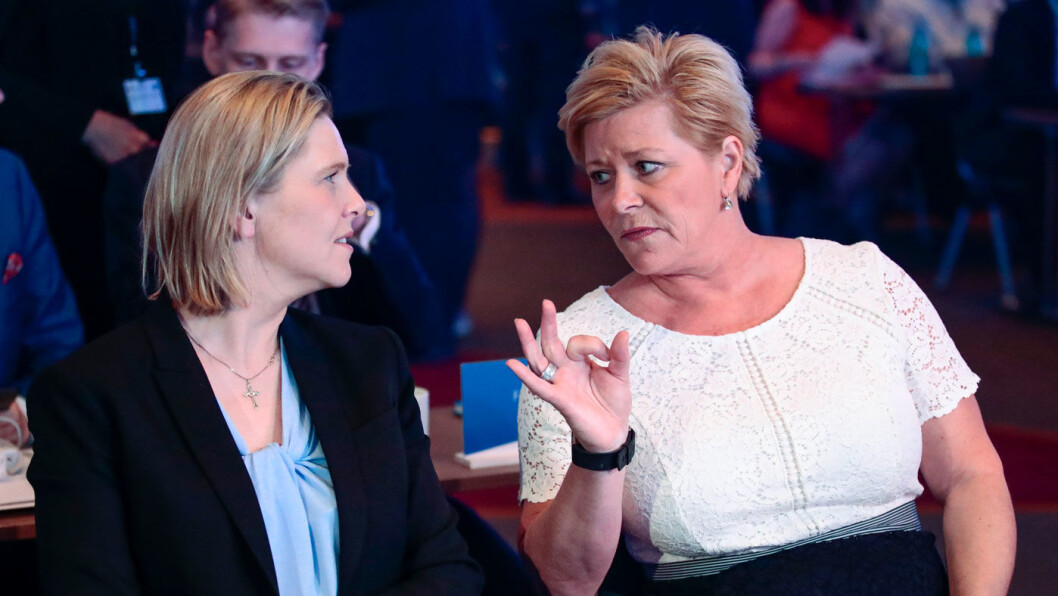 MER VEI: Sylvi Listhaug og Siv Jensen krever penger til samferdsel i revidert nasjonalbudsjett og den tredje koronapakken. Foto: NTB / scanpix MER VEI: Sylvi Listhaug og Siv Jensen krever penger til samferdsel i revidert nasjonalbudsjett og den tredje koronapakken. Foto: NTB / scanpix