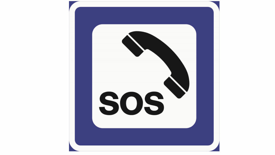 NØDTELEFON: Serviceskiltet for nødtelefon varsles med et gammeldags telefonrør.