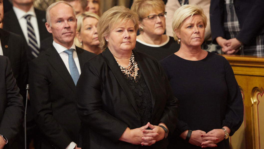BOMPENGEDRONNINGER: Med Erna Solberg som statsminister og Siv Jensen som finansminister er det vedtatt bompenger i Stortinget som koster hver bilist over 93.000 kroner. Foto: Stortinget BOMPENGEDRONNINGER: Med Erna Solberg som statsminister og Siv Jensen som finansminister er det vedtatt bompenger i Stortinget som koster hver bilist over 93.000 kroner. Foto: Stortinget