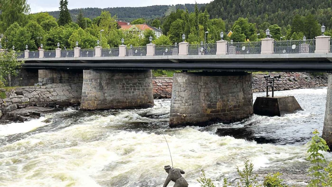 LÅGEN: Midt i Kongsberg danner Numedalslågen praktfulle stryk. Foto: Wikimedia LÅGEN: Midt i Kongsberg danner Numedalslågen praktfulle stryk. Foto: Wikimedia