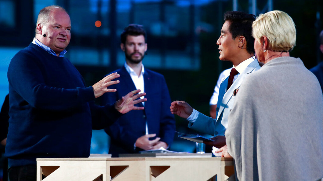 TIL ANGREP: FNBs Bergen-topp Trym Helge Aafløy i debatt med Siv Jensen (Frp) under Arendalsuka mandag kveld. Foto: Håkon Mosvold Larsen / NTB scanpix TIL ANGREP: FNBs Bergen-topp Trym Helge Aafløy i debatt med Siv Jensen (Frp) under Arendalsuka mandag kveld. Foto: Håkon Mosvold Larsen / NTB scanpix