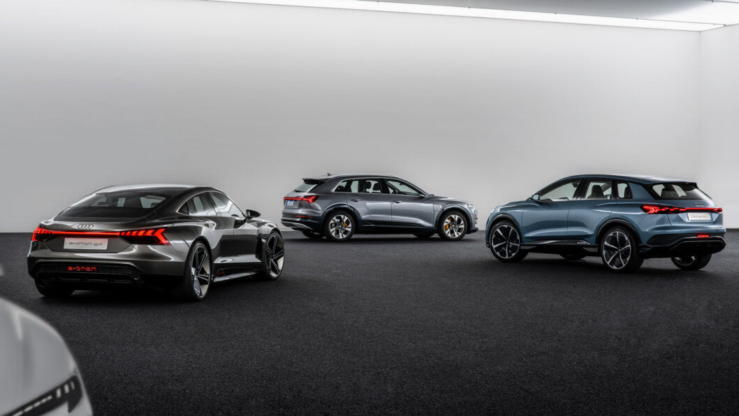 MILEPÆLER: e-tron er godt etablert, e-tron GT (t.v.) kommer i 2020, Q4 (t.h.) kommer i 2021. MILEPÆLER: e-tron er godt etablert, e-tron GT (t.v.) kommer i 2020, Q4 (t.h.) kommer i 2021.
