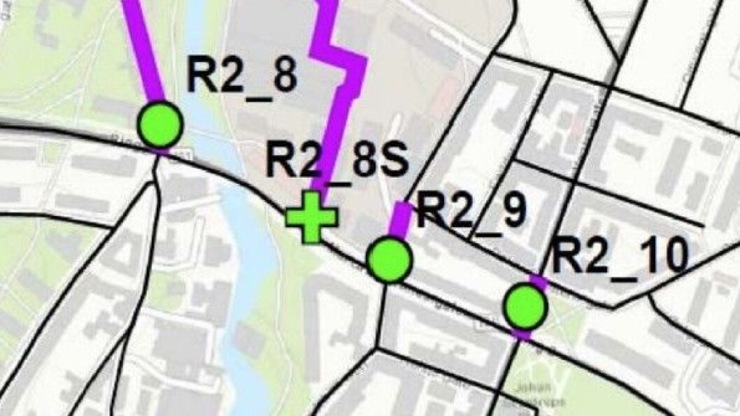 FORVARSEL: Dette var illustrasjonen beboerne fikk da de ble informert om plasseringene av bomstasjonene på nedre Torshov. Bomstasjonen i Sandakerveien er kalt «R2_9». FORVARSEL: Dette var illustrasjonen beboerne fikk da de ble informert om plasseringene av bomstasjonene på nedre Torshov. Bomstasjonen i Sandakerveien er kalt «R2_9».