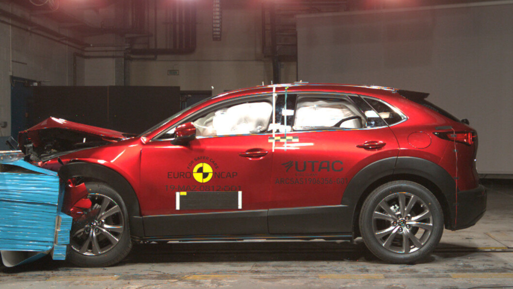 TOPPSCORE: Crossover-SUV’en Mazda CX-30 scoret årsbeste i den siste Euro NCAP-testen. Foto: Euro NCAP TOPPSCORE: Crossover-SUV’en Mazda CX-30 scoret årsbeste i den siste Euro NCAP-testen. Foto: Euro NCAP