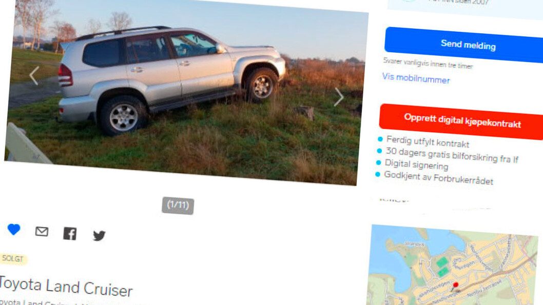 ANNONSEN: Slik så bilen ut da den ble annonsert. Ifølge kjøperen skal rusten være forsøkt skjult med tectylbehandling. Faksimile fra Finn. ANNONSEN: Slik så bilen ut da den ble annonsert. Ifølge kjøperen skal rusten være forsøkt skjult med tectylbehandling. Faksimile fra Finn.
