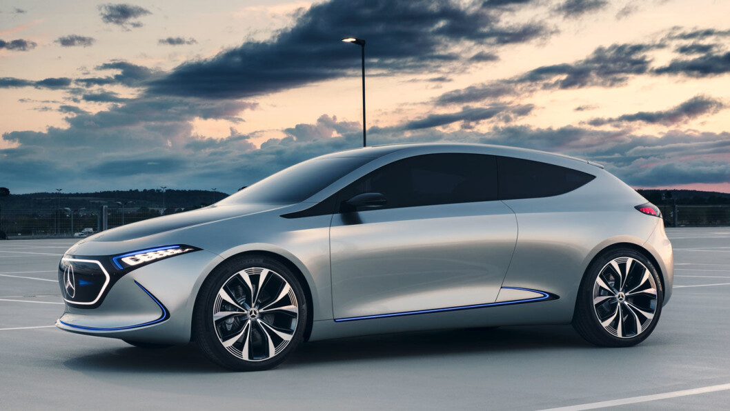 VINTERTEST: Den nye kompakte el-SUV-en til Mercedes kjøres nå på harde vintertester i svenske Norrland. EQA kommer for salg i løpet av 2020, her konseptutgaven Mercedes tidligere har vist fram. Foto: Daimler VINTERTEST: Den nye kompakte el-SUV-en til Mercedes kjøres nå på harde vintertester i svenske Norrland. EQA kommer for salg i løpet av 2020, her konseptutgaven Mercedes tidligere har vist fram. Foto: Daimler