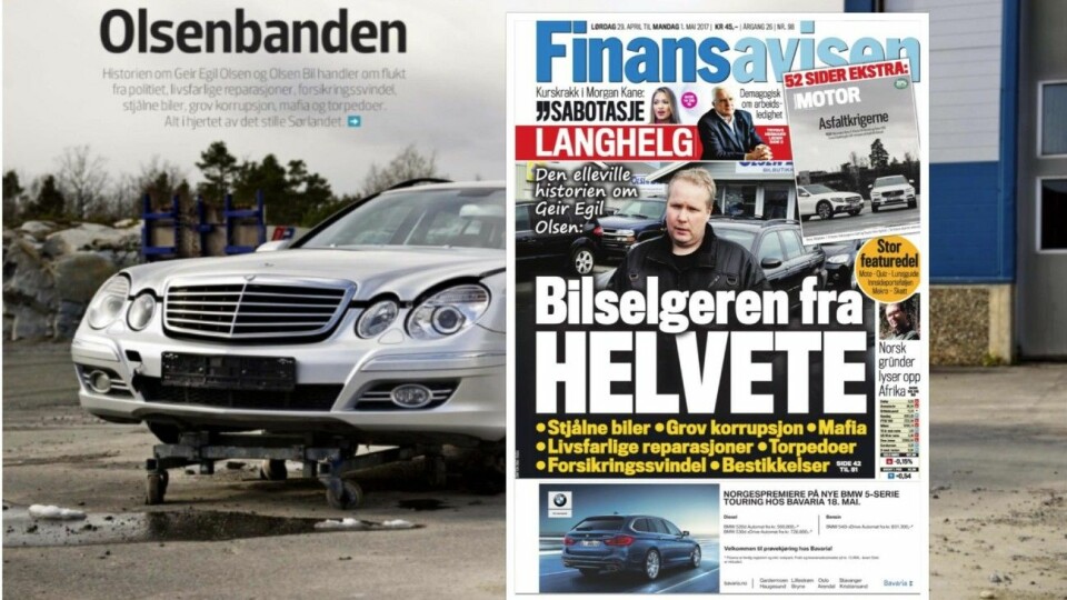 FRA HELVETE: Slik ble bruktbilselger Geir Egil Olsen omtalt i Finansavisen for tre år siden. Foto: Faksimile av Finansavisen