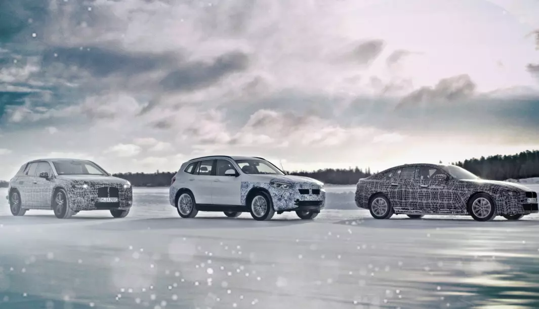 MULTIPLATTFORM: BMWs kommende elbiler – iNEXT, BMW i4 og BMW iX3 - her under vintertesting i fjor vinter - er ikke basert på en plattform spesialutviklet for elbiler.