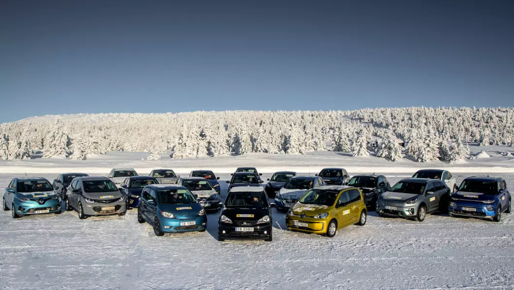 20 I TEST: Vi samlet 20 av Norges solgte elbiler til stor test av rekkevidde og ladeegenskaper. Foto: Tomm W. Christiansen