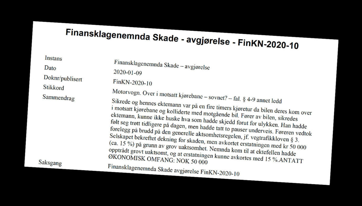 Sovnet bak rattet og krasjet