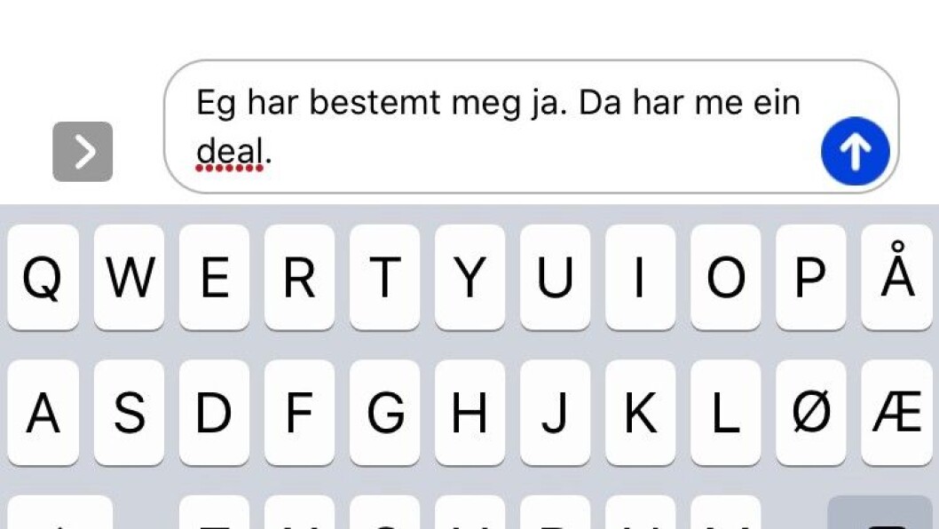 BINDENDE: Skriver du dette til bilselgeren er det å anse som en bindende avtale. Foto: Skjermbilde fra mobiltelefon BINDENDE: Skriver du dette til bilselgeren er det å anse som en bindende avtale. Foto: Skjermbilde fra mobiltelefon