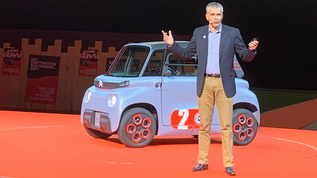 VIKTIG NYSATSING: Det var Citroën-sjefen selv, Vincent Cobée, som introduserte Citroën Ami, sammen med sine nestkommanderende, med ansvar for design, produktutvikling, kommunikasjon og partnerskap. VIKTIG NYSATSING: Det var Citroën-sjefen selv, Vincent Cobée, som introduserte Citroën Ami, sammen med sine nestkommanderende, med ansvar for design, produktutvikling, kommunikasjon og partnerskap.