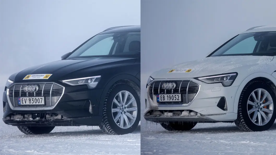 FORSPRANGET LIGGER (IKKE BARE) I TEKNIKKEN: Audi e-tron topper bestselgerlistene i nybilsalget. Men skal du velge 55-utgaven (til venstre) eller den rimeligere 50-varianten? Foto: Tomm W. Christiansen FORSPRANGET LIGGER (IKKE BARE) I TEKNIKKEN: Audi e-tron topper bestselgerlistene i nybilsalget. Men skal du velge 55-utgaven (til venstre) eller den rimeligere 50-varianten? Foto: Tomm W. Christiansen