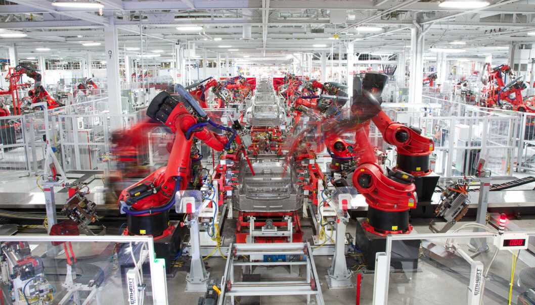 STENGER: Fra den store produksjonshallen i Tesla-fabrikken i Fremont STENGER: Fra den store produksjonshallen i Tesla-fabrikken i Fremont