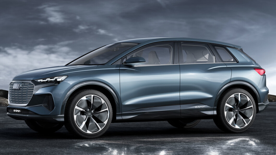 KAN FÅ HYGGELIG PRIS: Slik fremsto Audi Q4 e-tron, merkets neste el-SUV, da den ble forhåndsvist som konseptbil. KAN FÅ HYGGELIG PRIS: Slik fremsto Audi Q4 e-tron, merkets neste el-SUV, da den ble forhåndsvist som konseptbil.