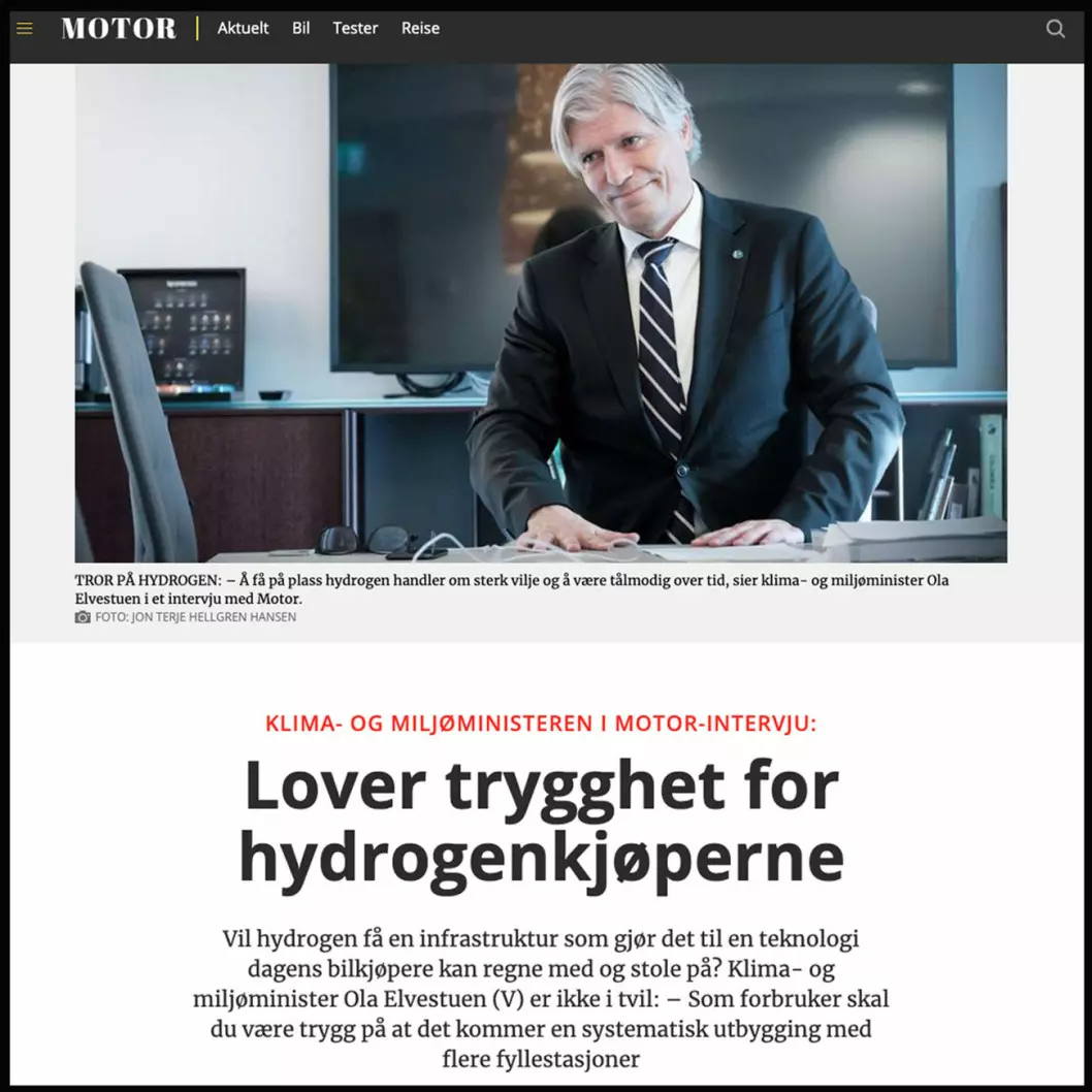 JEG LOVER: Løftet om hydrogenutbygging fra daværende klima- og miljøminister Ola Elvestuen fra høsten 2018, har ikke vært så mye verdt for landets hydrogenbileiere. 