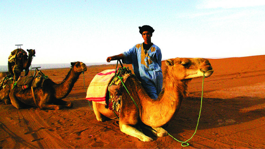 ØRKENFOLKET: De som har lyst, kan ri på dromedarer og oppleve solnedgangen over Sahara. Foto: Escape ØRKENFOLKET: De som har lyst, kan ri på dromedarer og oppleve solnedgangen over Sahara. Foto: Escape