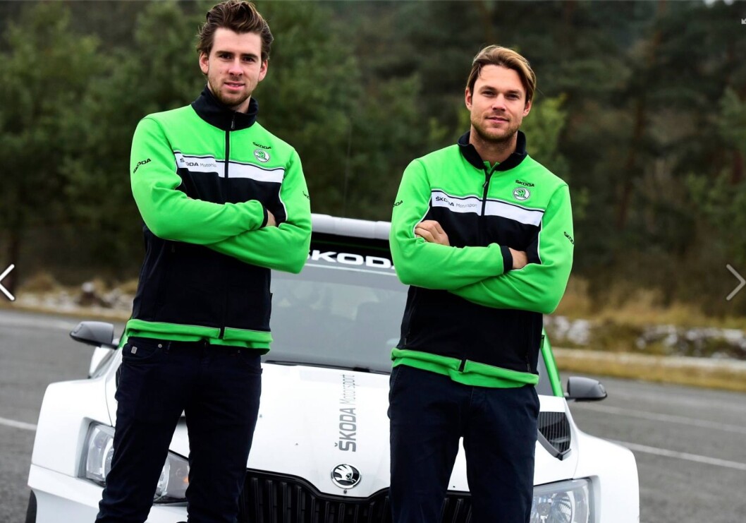 RYKKER NED: Andreas Mikkelsen (t.h.) og kartleser Anders Jæger, skal kjøre en Skoda Fabia i WRC2- klassen i rally Monte Carlo i januar. Foto: Skoda RYKKER NED: Andreas Mikkelsen (t.h.) og kartleser Anders Jæger, skal kjøre en Skoda Fabia i WRC2- klassen i rally Monte Carlo i januar. Foto: Skoda