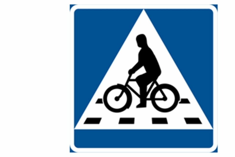 NYTT SKILT: Umeå har introdusert eget skilt for sykkeloverganger.