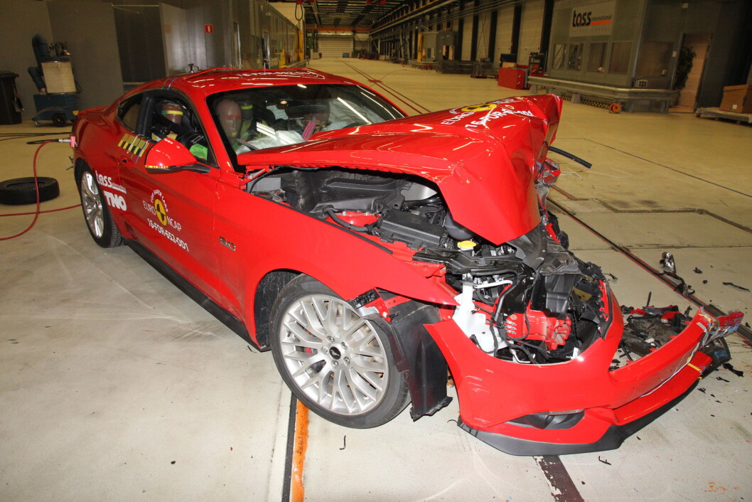 STYGG SAK; Med bare to stjerner i EuroNCAPOs kollisjonstests, er Ford Mustang en av de minst sikre bilene som noen gang er testet. Foto: EuroNCAP STYGG SAK; Med bare to stjerner i EuroNCAPOs kollisjonstests, er Ford Mustang en av de minst sikre bilene som noen gang er testet. Foto: EuroNCAP