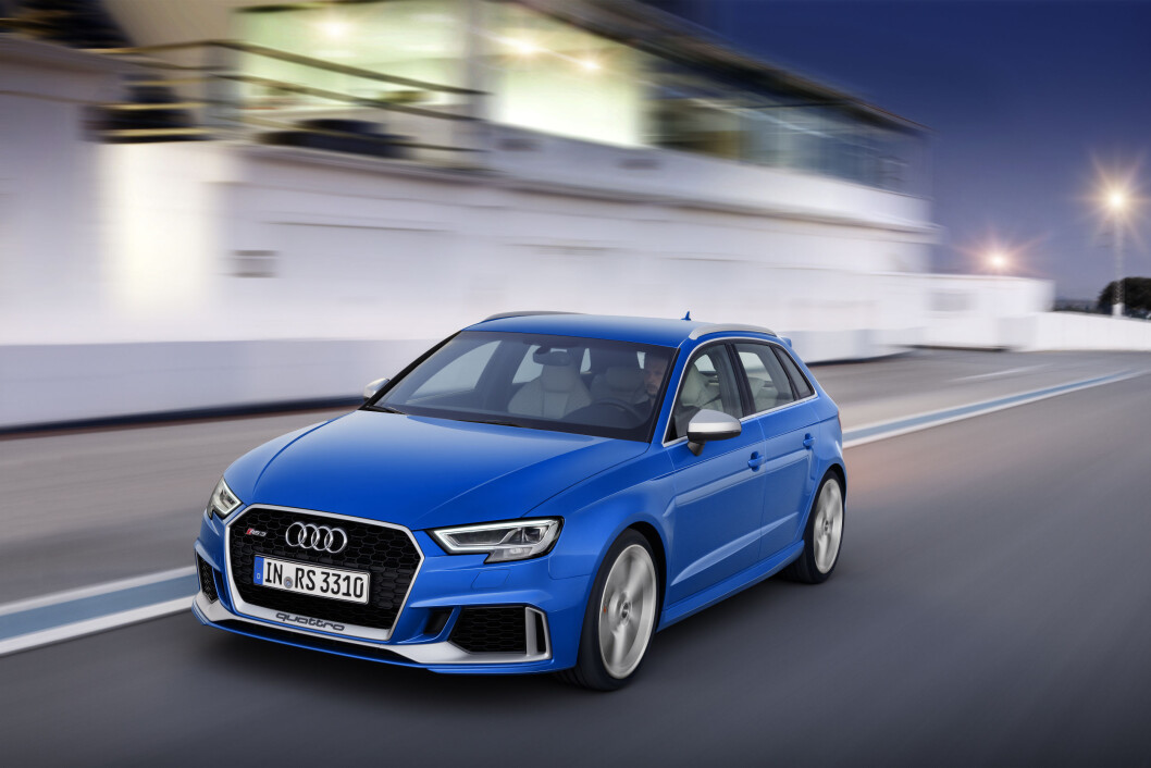 KRAFTIGE GREIER: Nye Audi RS 3 Sportback kommer på norske veier i sommer med den mest kraftfulle serieproduserte motoren noensinne. KRAFTIGE GREIER: Nye Audi RS 3 Sportback kommer på norske veier i sommer med den mest kraftfulle serieproduserte motoren noensinne.