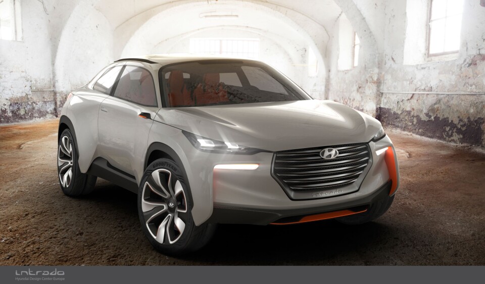 KONA: Hyundai Kona vises på Frankfurt-utstillingen i september. Den bygger på konseptbilen Intrado, som Hyundai bygget i 2015. Foto: Produsenten