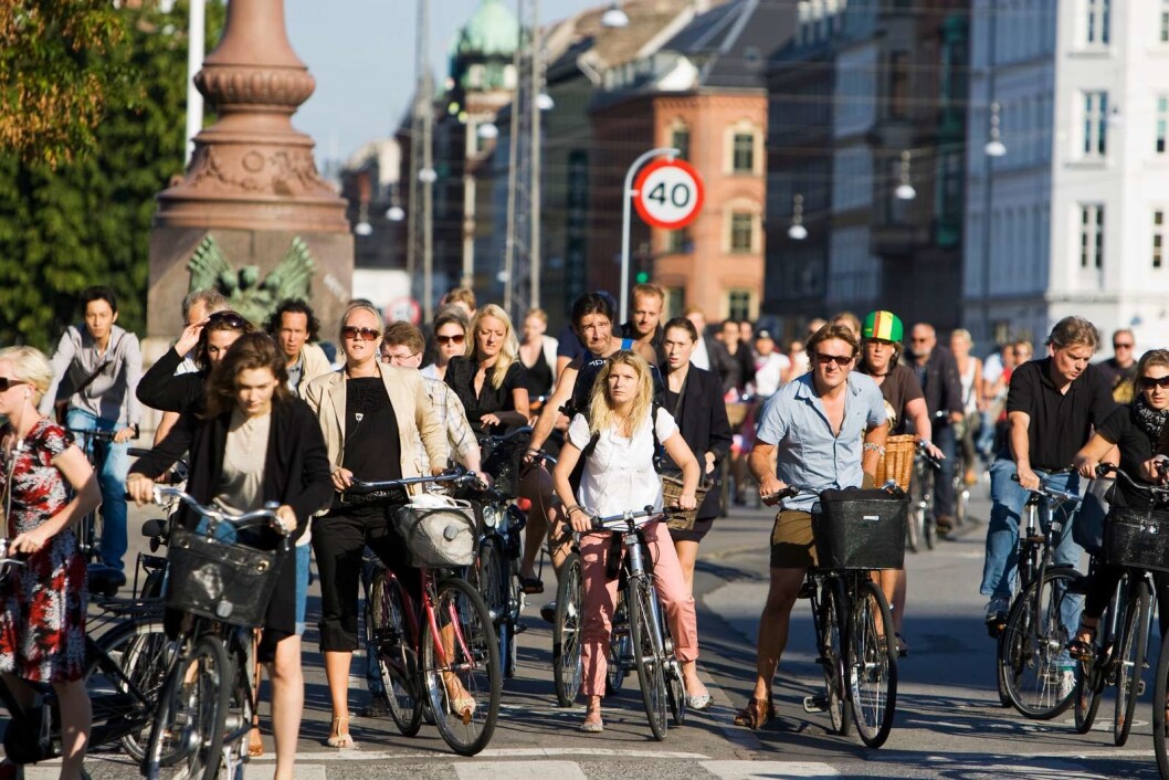 SNART GRØNT: En armada av syklister venter på grønt lys i Nørrebro gade. Foto: Kasper Thye SNART GRØNT: En armada av syklister venter på grønt lys i Nørrebro gade. Foto: Kasper Thye