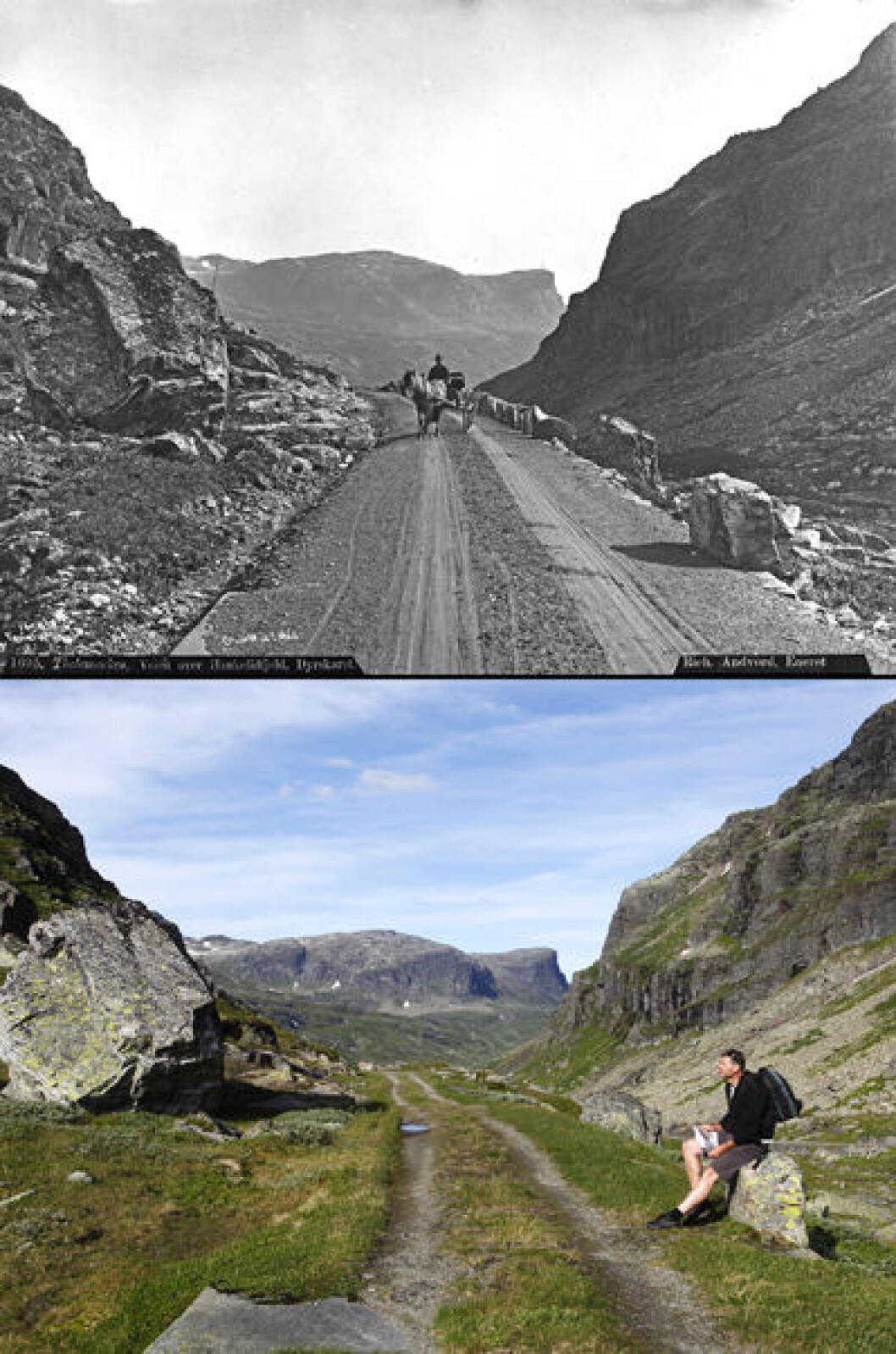 1887 og 2011: Fra Dyrskard, mellom Haukelifjell og Odda. Foto: Axel Lindahl/Oscar Puschmann 1887 og 2011: Fra Dyrskard, mellom Haukelifjell og Odda. Foto: Axel Lindahl/Oscar Puschmann