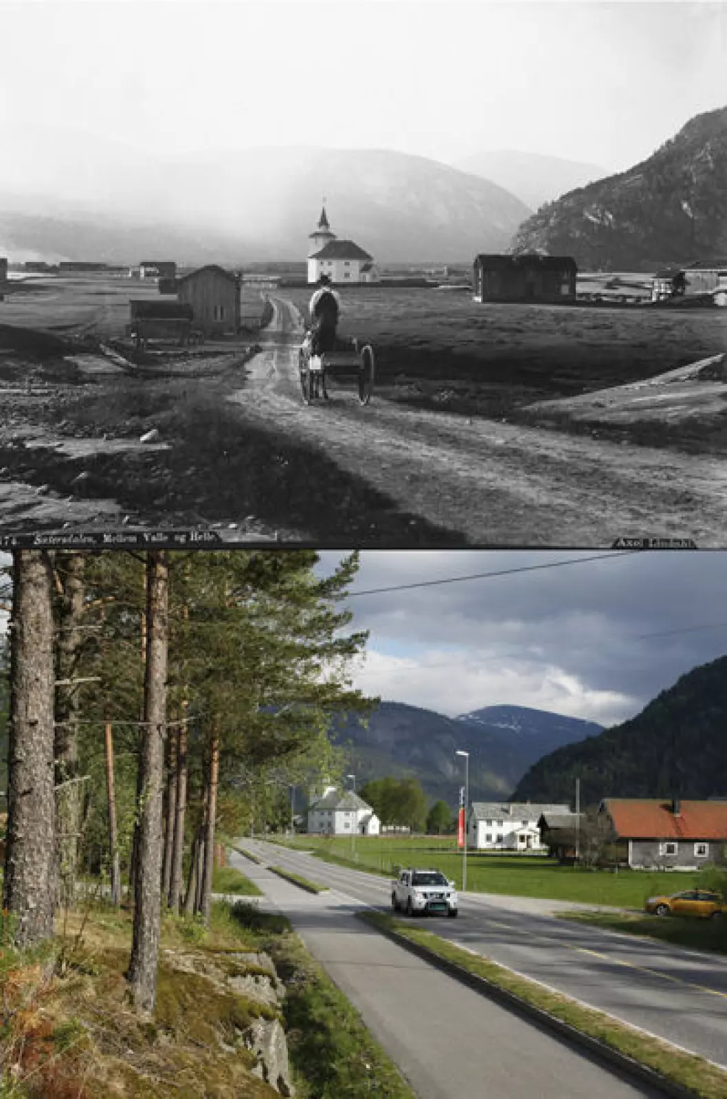1888 og 2013: Fra Rysstad i Setesdal, Valle i Aust-Agder. Foto: Axel Lindahl/Oscar Puschmann