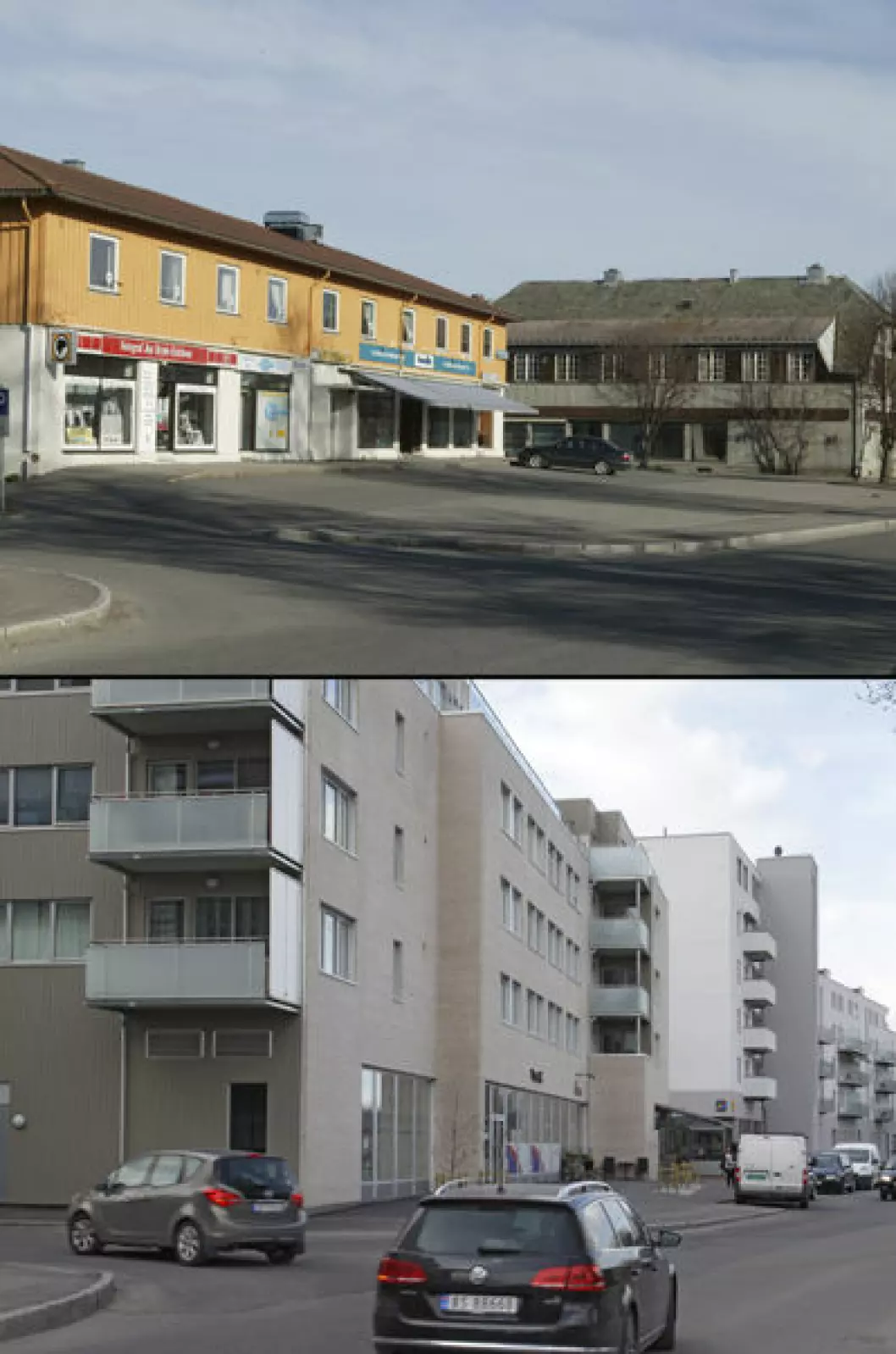 2006 og 2016: Brekkeveien i Ås sentrum, Akershus. Begge foto: Oscar Puschmann