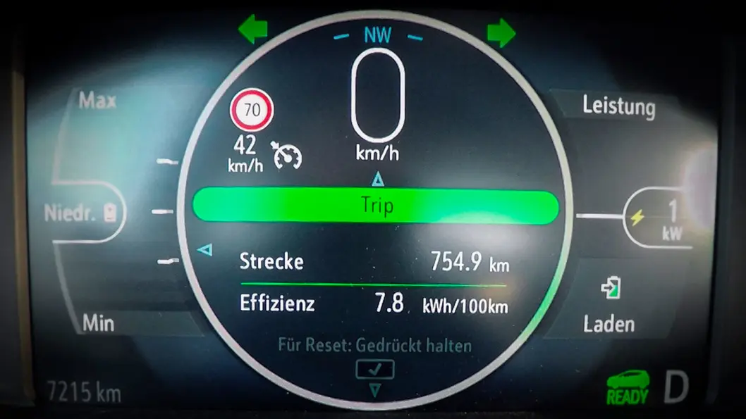 SLUTTKJØRT: Slik ser trip-telleren ut på en Opel Ampera-e når du kjørt så langt som mulig. Foto: Opel SLUTTKJØRT: Slik ser trip-telleren ut på en Opel Ampera-e når du kjørt så langt som mulig. Foto: Opel