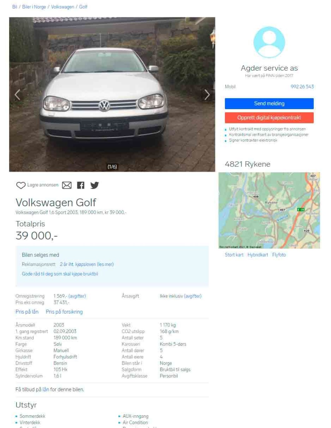 TIL SALGS: Faksimile fra finn.no TIL SALGS: Faksimile fra finn.no