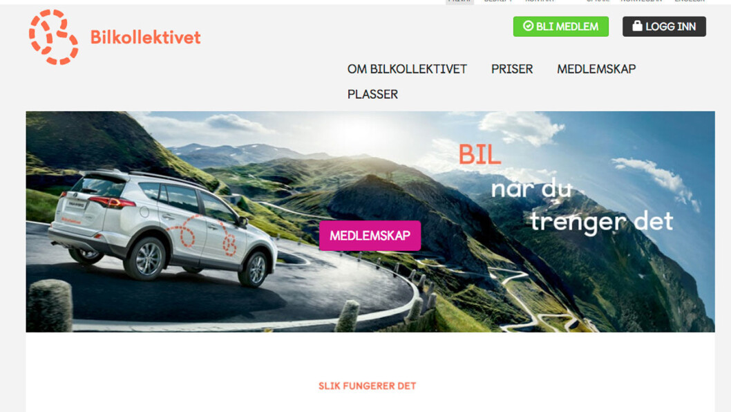 ÅRETS FORETAK: Bilkollektivet SA har vokst til å bli Norges største bilpool. Foto: Skjermdump av hjemmesiden ÅRETS FORETAK: Bilkollektivet SA har vokst til å bli Norges største bilpool. Foto: Skjermdump av hjemmesiden