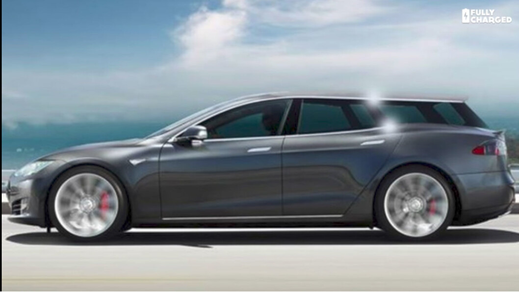 TEGNING: Slik ser en Tesla stasjonsvogn ut TEGNING: Slik ser en Tesla stasjonsvogn ut