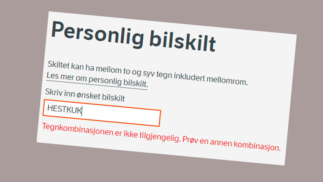 FYORD: Vegdirektoratet hadde en liste på 140 ord da de startet opp tilbudet med å velge personlige bilskilt. Nå er antallet økt til 740. FYORD: Vegdirektoratet hadde en liste på 140 ord da de startet opp tilbudet med å velge personlige bilskilt. Nå er antallet økt til 740.