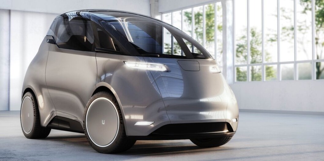 FOR TO: Uniti har plass til to personer, har en rekkevidde på 150 kilometer og bygges som en bil for pendlere som bor i bynære strøk, ifølge Uniti. Foto: Uniti FOR TO: Uniti har plass til to personer, har en rekkevidde på 150 kilometer og bygges som en bil for pendlere som bor i bynære strøk, ifølge Uniti. Foto: Uniti