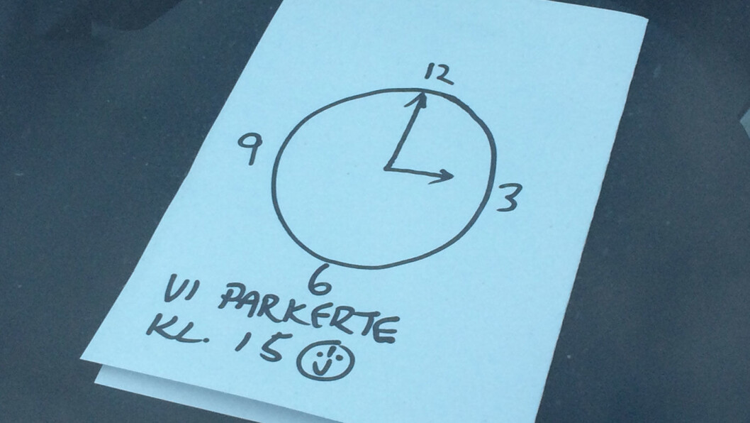 BARE LAPP: Har du ikke urskive kan det hende en lapp i frontruta holder. BARE LAPP: Har du ikke urskive kan det hende en lapp i frontruta holder.