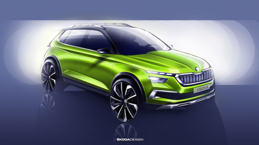 PÅ VEIEN NESTE ÅR: Vision X er forløperen til Skodas nye, lille SUV som kommer på veien neste år. Prisen er ennå ikke klar, men den vil starte under 300.000 kroner. Foto: Skoda PÅ VEIEN NESTE ÅR: Vision X er forløperen til Skodas nye, lille SUV som kommer på veien neste år. Prisen er ennå ikke klar, men den vil starte under 300.000 kroner. Foto: Skoda