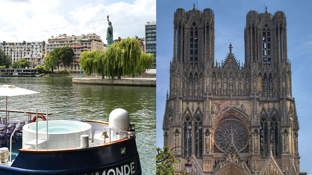 Elvecruiset tar oss fra Paris til Champagne, med stopp i den flotte katedralen i Reims underveis. Foto: Escape Travel Elvecruiset tar oss fra Paris til Champagne, med stopp i den flotte katedralen i Reims underveis. Foto: Escape Travel