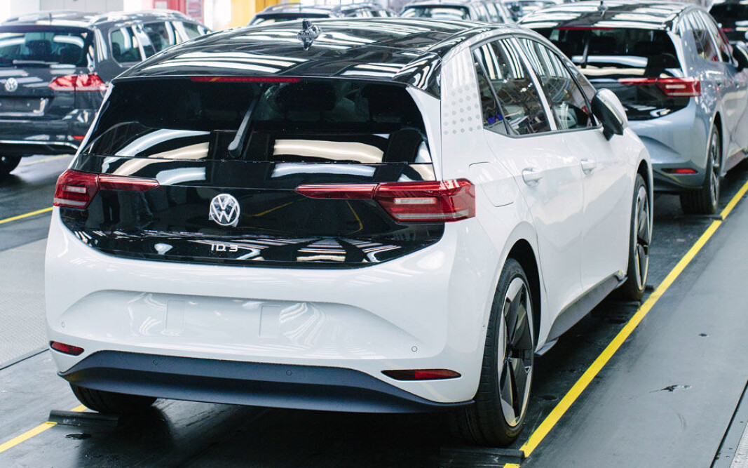 SKAL OPPGRADERES: ID.3-modeller fra førproduksjonen på VW-fabrikken i Zwickau i Tyskland. SKAL OPPGRADERES: ID.3-modeller fra førproduksjonen på VW-fabrikken i Zwickau i Tyskland.